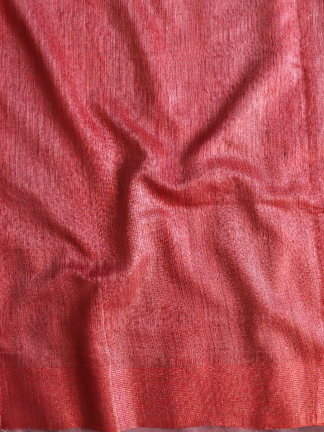 Bhagalpur Cotton Silk Ghichha Work Embroidered Saree-Red