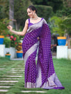 Banarasee Handwoven Chiffon Saree With Polka Dots Design & Border-Violet