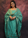 Banarasee Soft Cotton Ghichha Work Salwar Kameez Fabric With Dupatta-Green