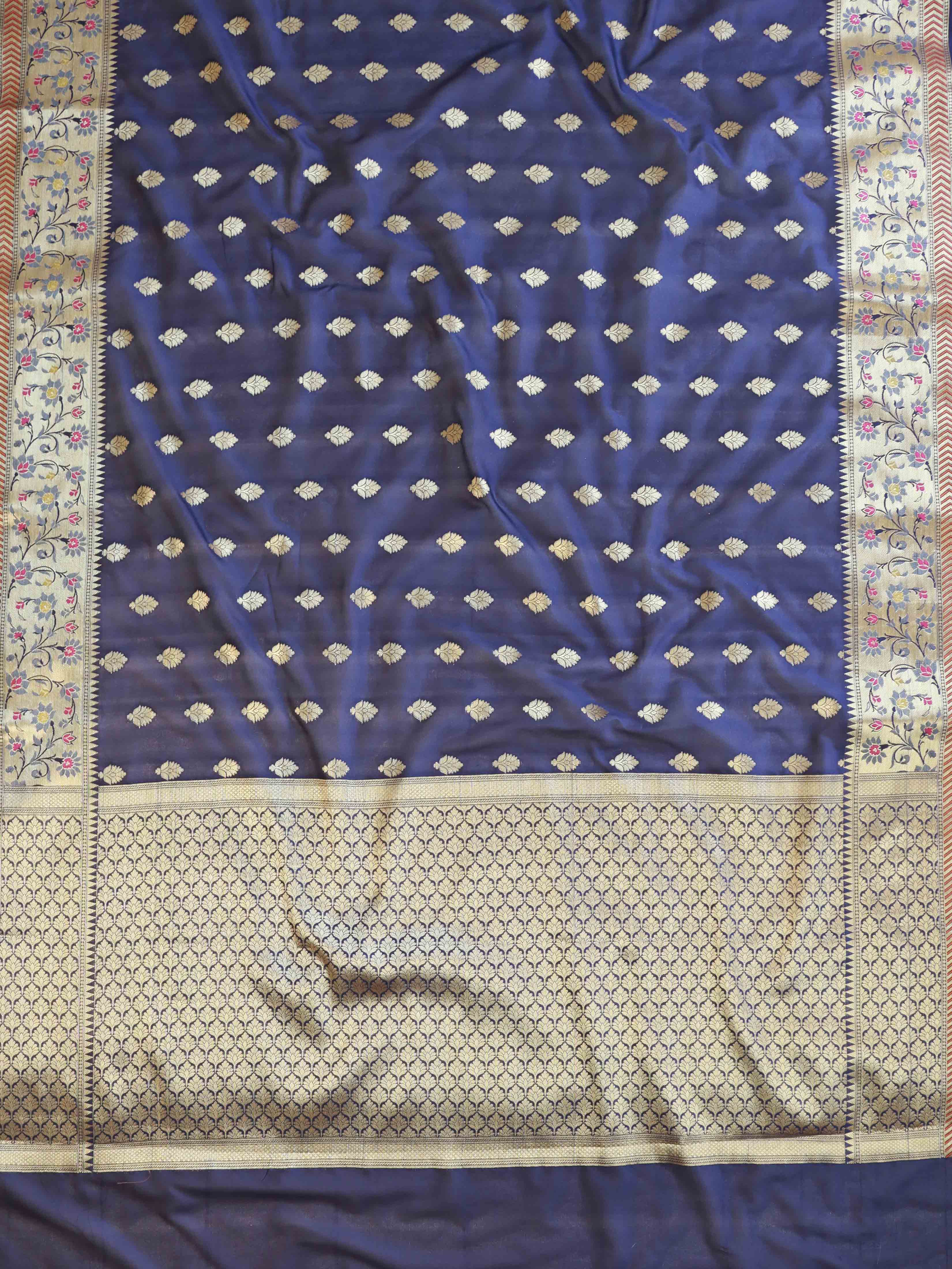 Banarasee Semi-Silk Saree with Zari Paithani Border-Blue