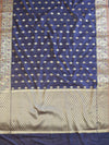 Banarasee Semi-Silk Saree with Zari Paithani Border-Blue