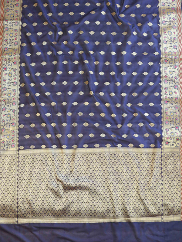 Banarasee Semi-Silk Saree with Zari Paithani Border-Blue