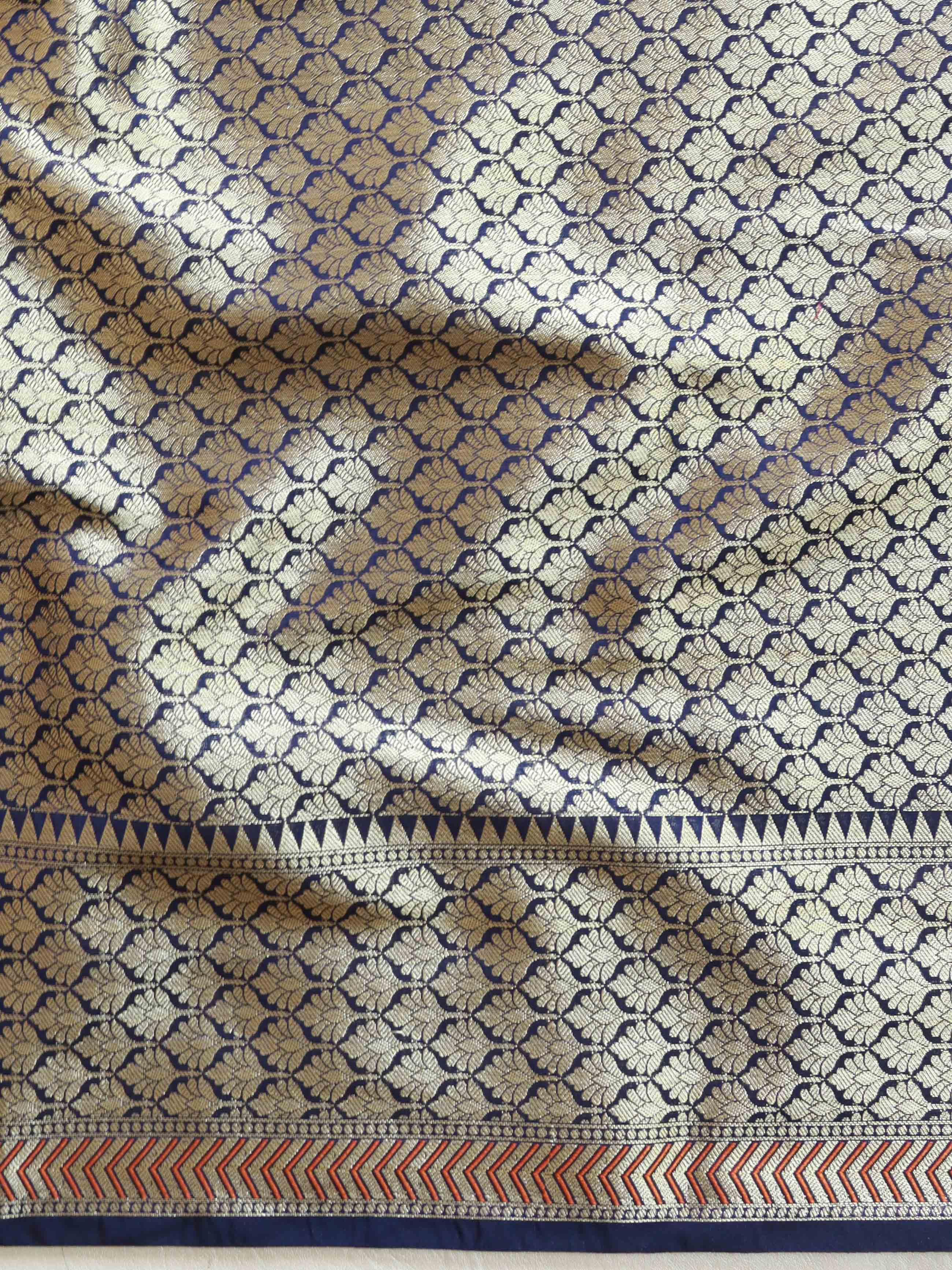 Banarasee Semi-Silk Saree with Zari Paithani Border-Blue