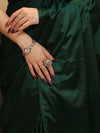 Banarasee Handloom Plain Mashru Silk Saree-Deep Green