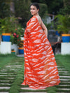 Banarasee Handloom Organza Saree With Resham Zari Work & Scallop Border-Orange