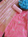 Banarasee Chanderi Cotton Shaded Salwar Kameez Fabric With Dupatta-Pink