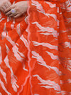 Banarasee Handloom Organza Saree With Resham Zari Work & Scallop Border-Orange