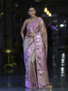 Banarasee Handloom Tissue Saree With Buti Design Contrast Border & Lace-Lilac