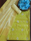 Banarasee Chanderi Cotton Shaded Salwar Kameez Fabric With Dupatta-Light Green