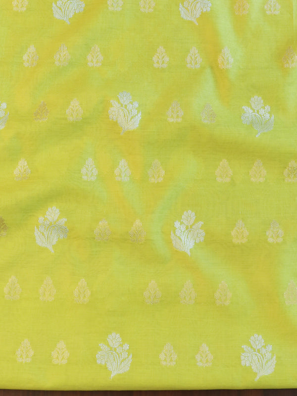 Banarasee Chanderi Cotton Shaded Salwar Kameez Fabric With Dupatta-Light Green
