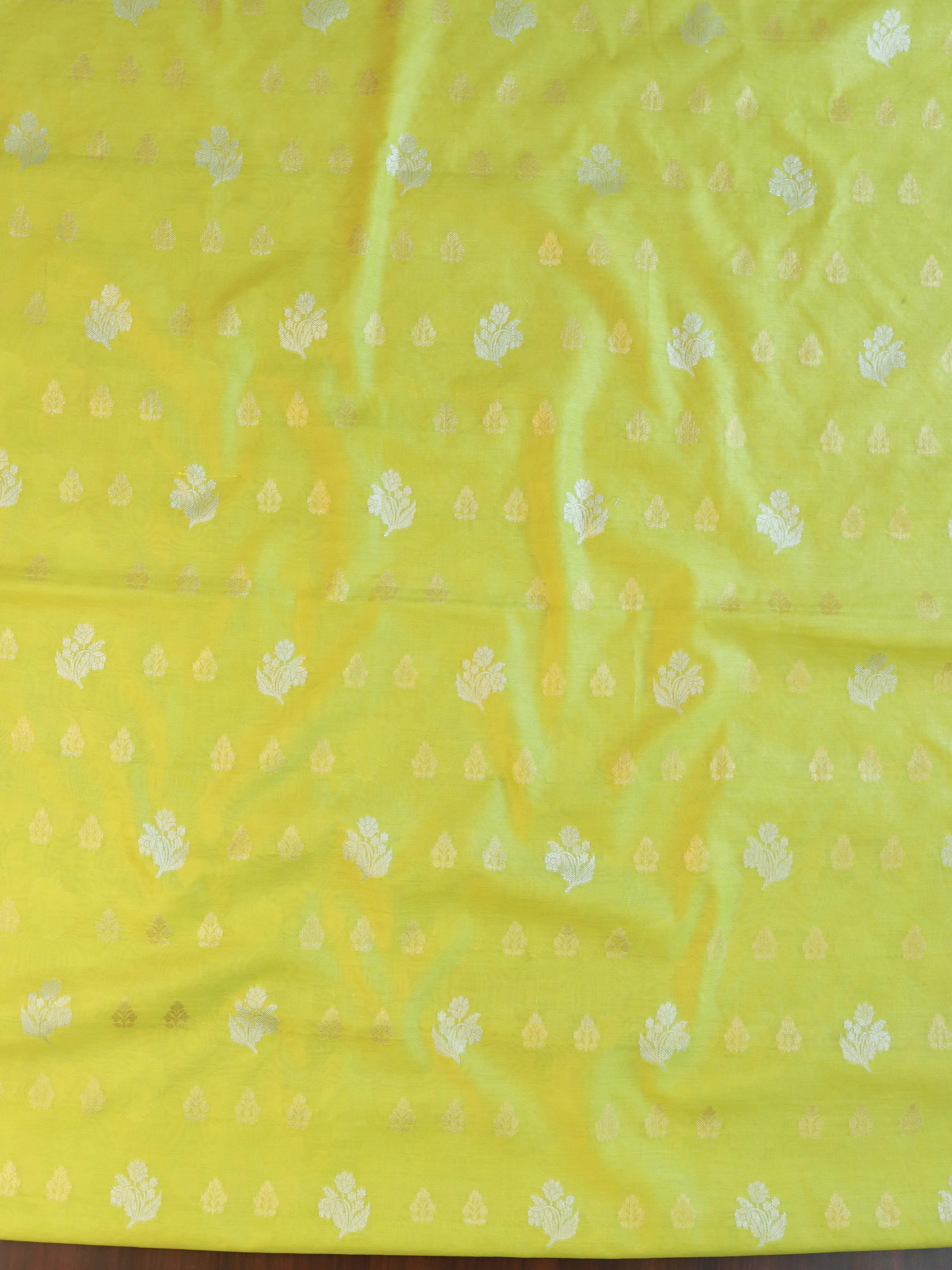 Banarasee Chanderi Cotton Shaded Salwar Kameez Fabric With Dupatta-Light Green