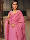 Banarasee Soft Cotton Ghichha Work Salwar Kameez Fabric With Dupatta-Pink