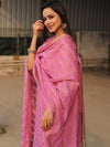 Banarasee Soft Cotton Ghichha Work Salwar Kameez Fabric With Dupatta-Pink