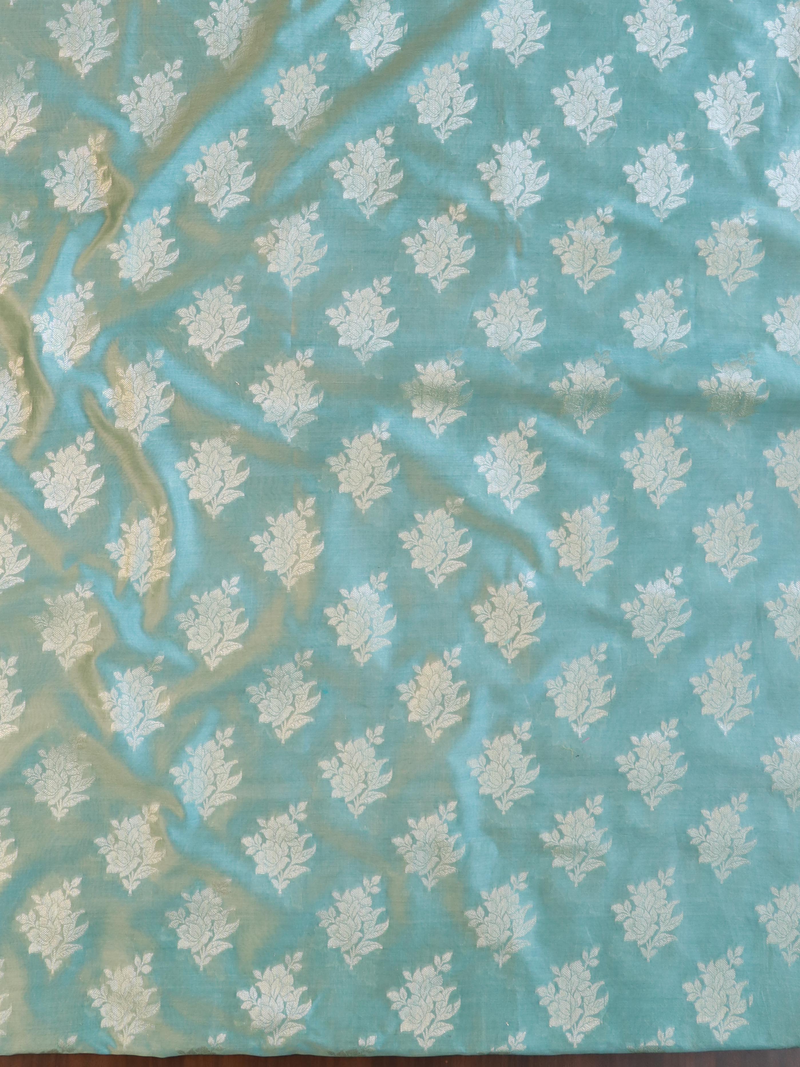 Banarasee Chanderi Cotton Shaded Salwar Kameez Fabric With Dupatta-Pastel Green