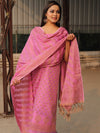 Banarasee Soft Cotton Ghichha Work Salwar Kameez Fabric With Dupatta-Pink
