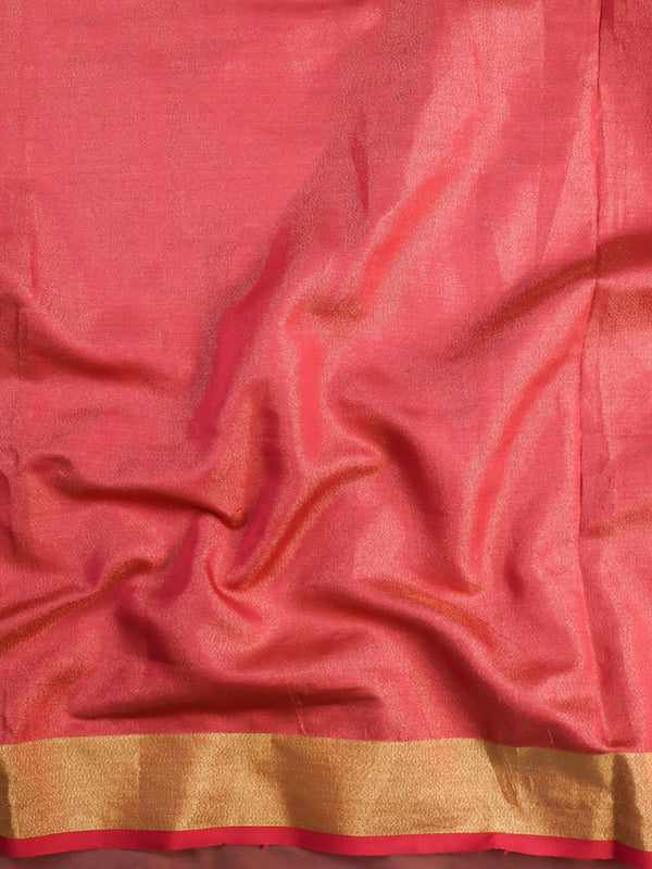 Banarasee Linen By Tissue Metallic Shine Saree With Mirror Work-Purple & Pink