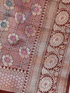 Banarasee Handloom Pure Chiniya Silk Saree With Zari & Meena Work-Dark Maroon
