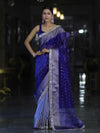 Banarasee Handloom Tissue Saree With Buti Design Zari Border & Lace-Blue