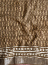 Linen Cotton Bagru Hand-Block Printed Saree-Brown
