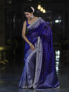 Banarasee Handloom Tissue Saree With Buti Design Zari Border & Lace-Blue