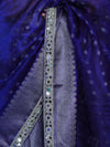 Banarasee Handloom Tissue Saree With Buti Design Zari Border & Lace-Blue