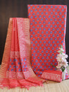 Handloom Block Printed Cotton Silk Salwar Kameez Dupatta Set-Pink
