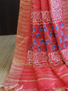 Handloom Block Printed Cotton Silk Salwar Kameez Dupatta Set-Pink