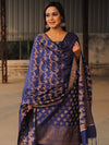 Banarasee Salwar Kameez Semi Katan Silk Fabric With Zari Work-Blue