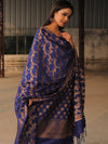 Banarasee Salwar Kameez Semi Katan Silk Fabric With Zari Work-Blue
