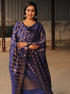 Banarasee Salwar Kameez Semi Katan Silk Fabric With Zari Work-Blue