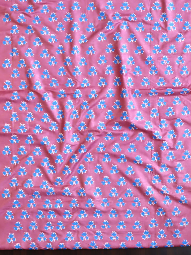 Handloom Block Printed Cotton Silk Salwar Kameez Dupatta Set-Onion Pink