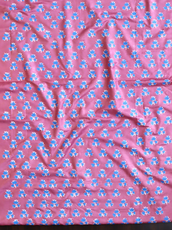 Handloom Block Printed Cotton Silk Salwar Kameez Dupatta Set-Onion Pink