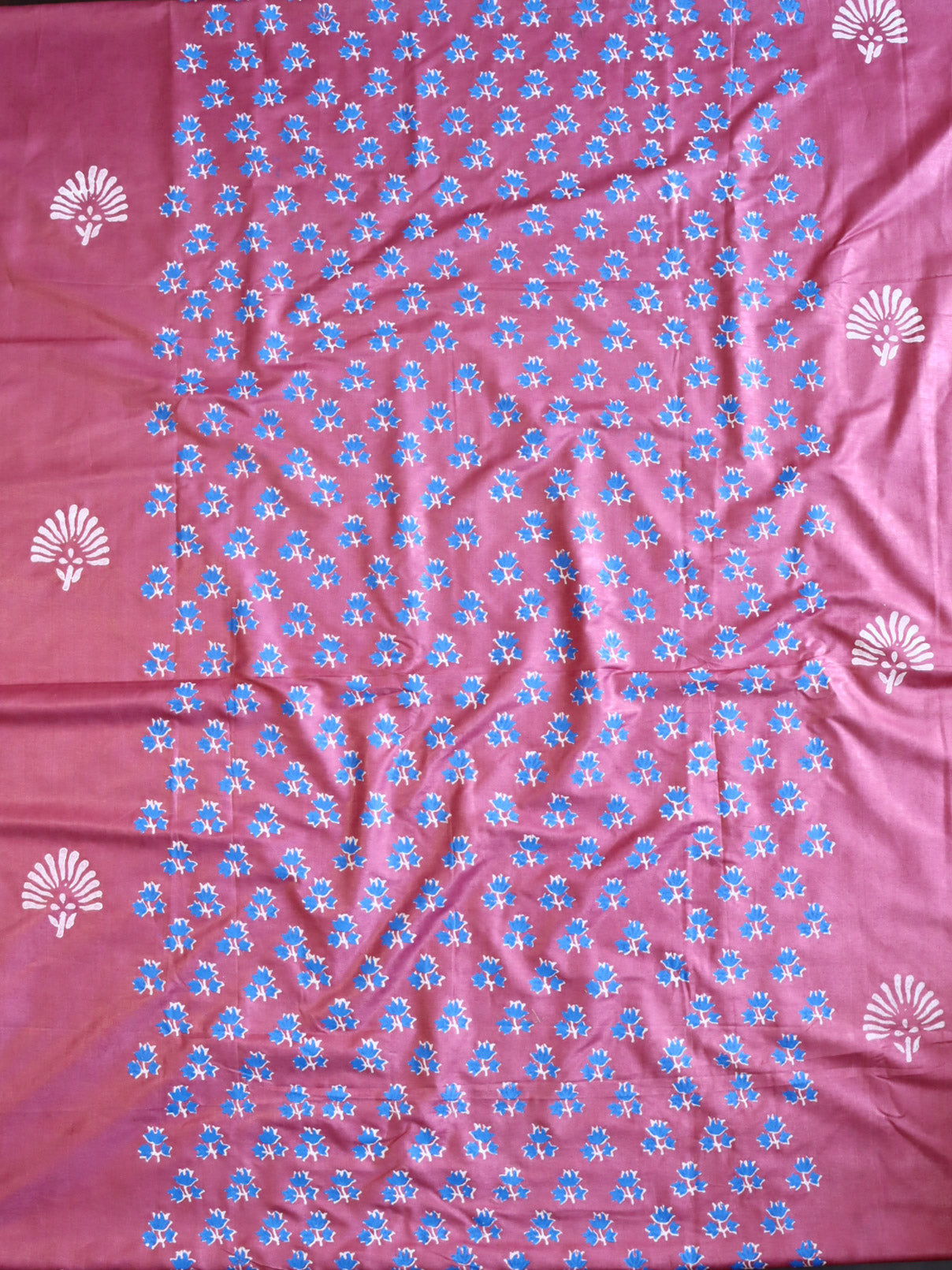 Handloom Block Printed Cotton Silk Salwar Kameez Dupatta Set-Onion Pink