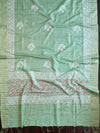 Handloom Block Printed Cotton Silk Salwar Kameez Dupatta Set-Light Green