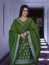Banarasee Faux Georgette Zari Work Salwar Kameez Fabric With Dupatta Set-Leaf Green