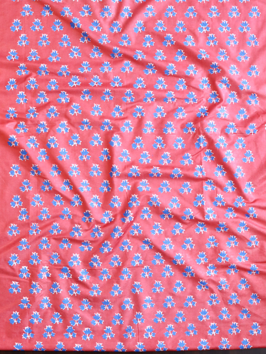 Handloom Block Printed Cotton Silk Salwar Kameez Dupatta Set-Pink