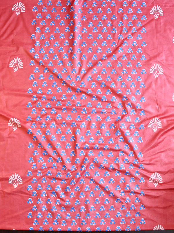 Handloom Block Printed Cotton Silk Salwar Kameez Dupatta Set-Pink