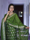 Banarasee Faux Georgette Zari Work Salwar Kameez Fabric With Dupatta Set-Leaf Green