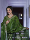 Banarasee Faux Georgette Zari Work Salwar Kameez Fabric With Dupatta Set-Leaf Green