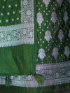 Banarasee Faux Georgette Zari Work Salwar Kameez Fabric With Dupatta Set-Leaf Green