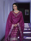 Banarasee Faux Georgette Zari Work Salwar Kameez Fabric With Dupatta Set-Wine