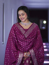 Banarasee Faux Georgette Zari Work Salwar Kameez Fabric With Dupatta Set-Wine