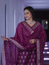 Banarasee Faux Georgette Zari Work Salwar Kameez Fabric With Dupatta Set-Wine