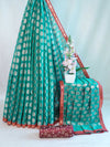 Banarasee Handloom Chanderi Cotton Saree With Buta Besign & Lace-Light Green