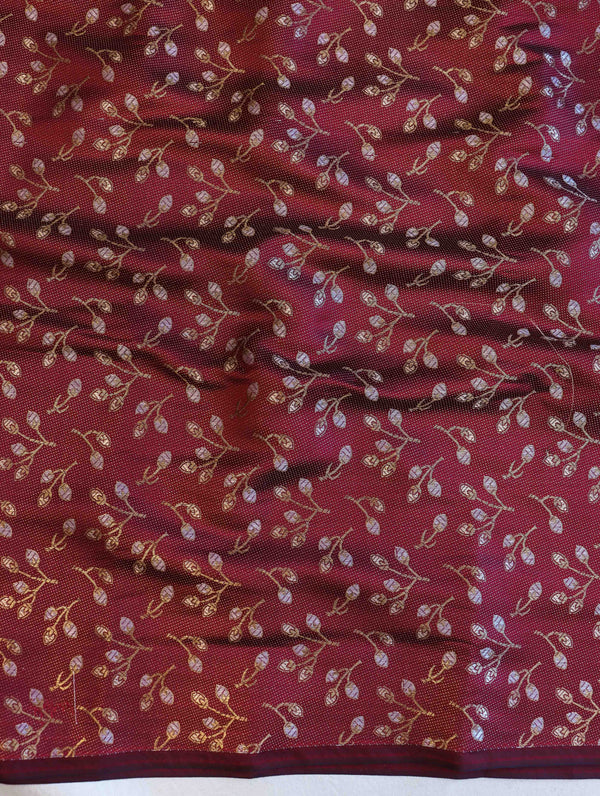 Banarasee Handloom Chanderi Cotton Saree With Buta Besign & Lace-Light Green