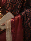 Banarasee Handwoven Semi Silk Saree With Zari Jaal Design Contrast Border & Lace-Black & Magenta