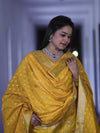 Banarasee Faux Georgette Zari Work Salwar Kameez Fabric With Dupatta Set-Yellow