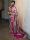 Banarasee Handwoven Tissue Saree With Zari Jaal Design & Lace-Pink(Dual Shade)