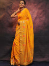 Banarasee Handwoven Semi Silk Saree With Zari Jaal Design-Yellow