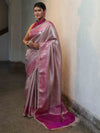 Banarasee Handwoven Tissue Saree With Zari Jaal Design & Lace-Pink(Dual Shade)
